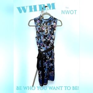 WHBM Blue, Black & White Dress NWOT, 6